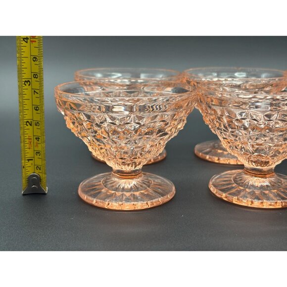 Vintage Jeannette Holiday Buttons & Bows Pink Depression Glass Sherbert Cups - Picture 9 of 9
